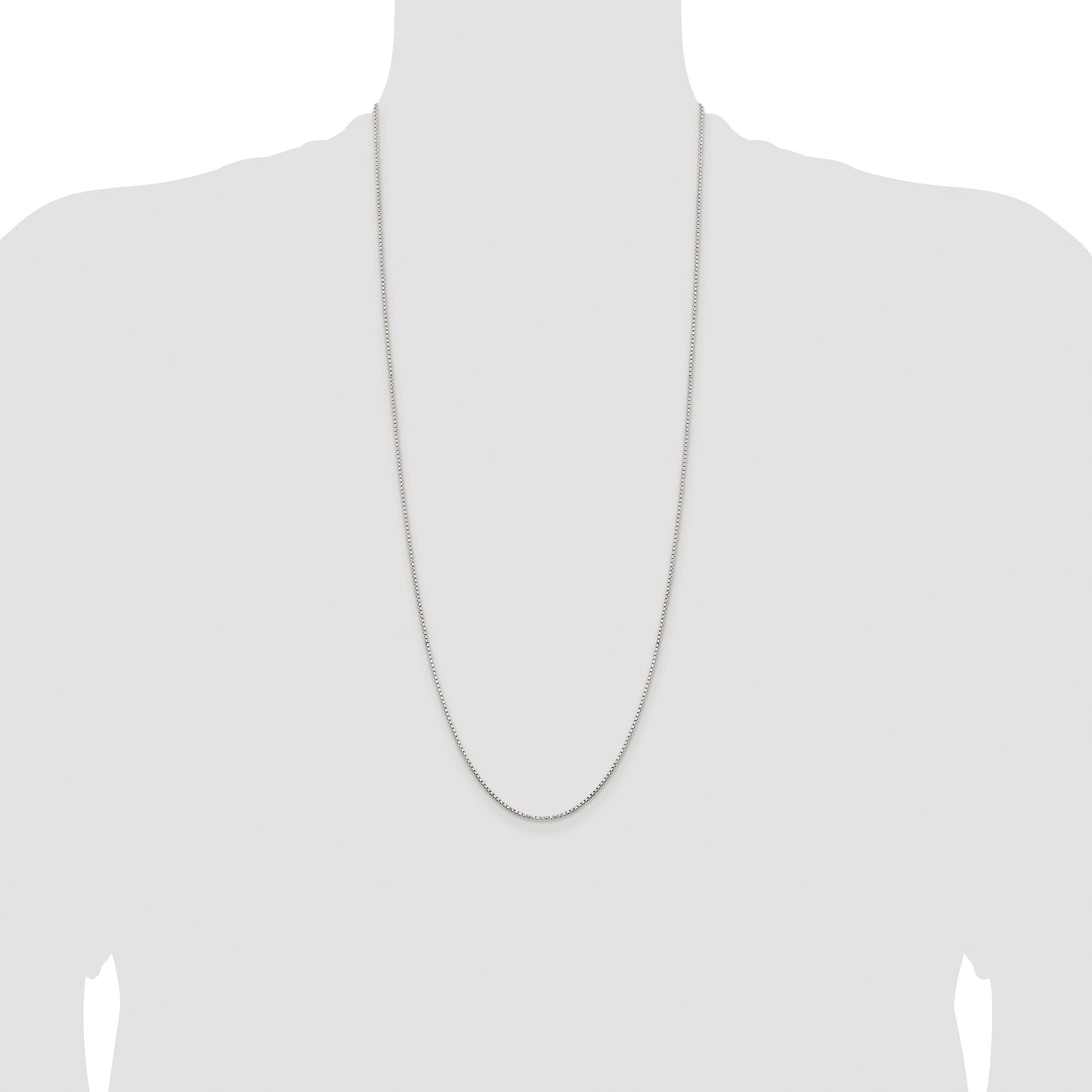 Sterling Silver Rhodium-plated 1.3mm Diamond-cut Round Box Chain