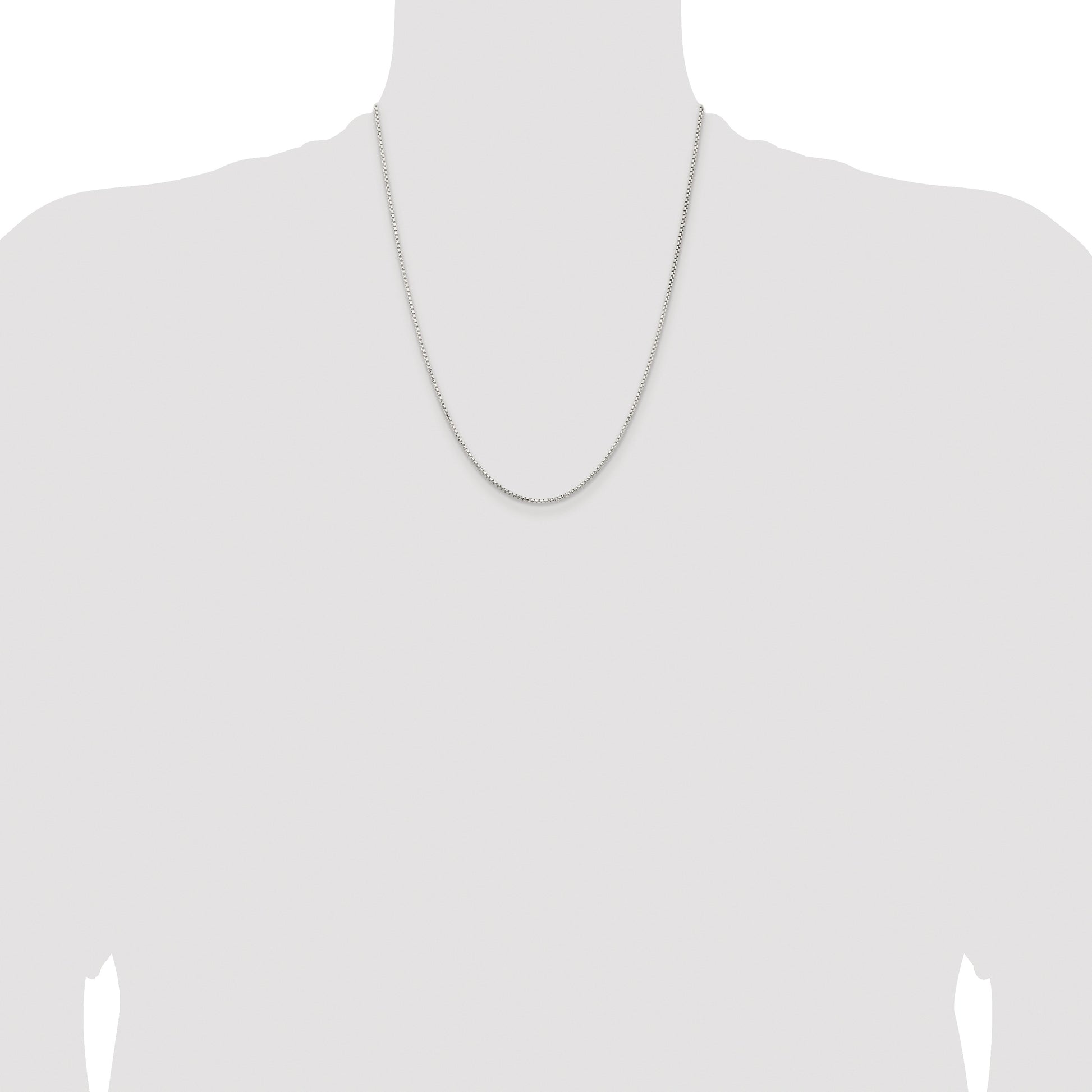 Sterling Silver Rhodium-plated 1.5mm Diamond-cut Round Box Chain