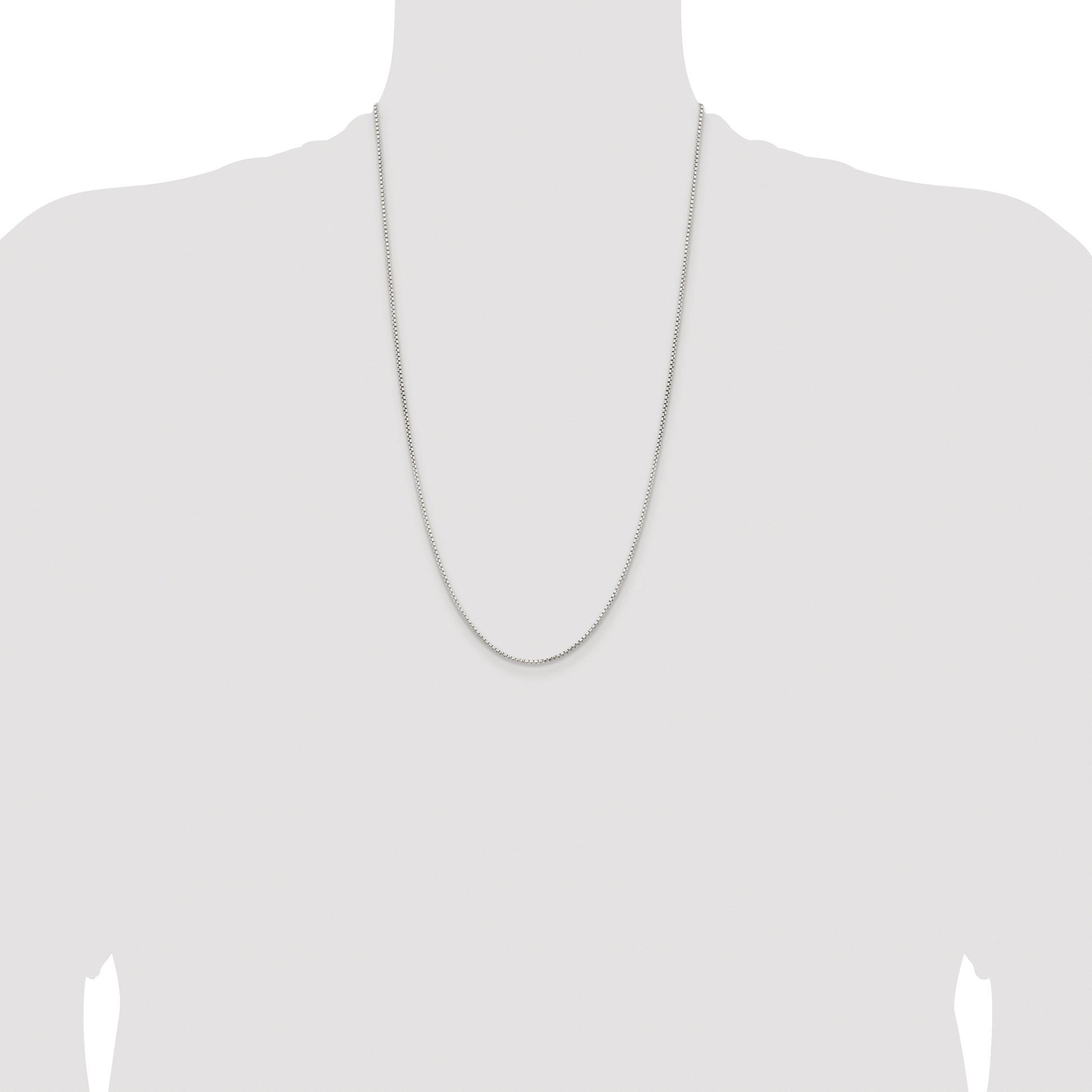 Sterling Silver Rhodium-plated 1.5mm Diamond-cut Round Box Chain