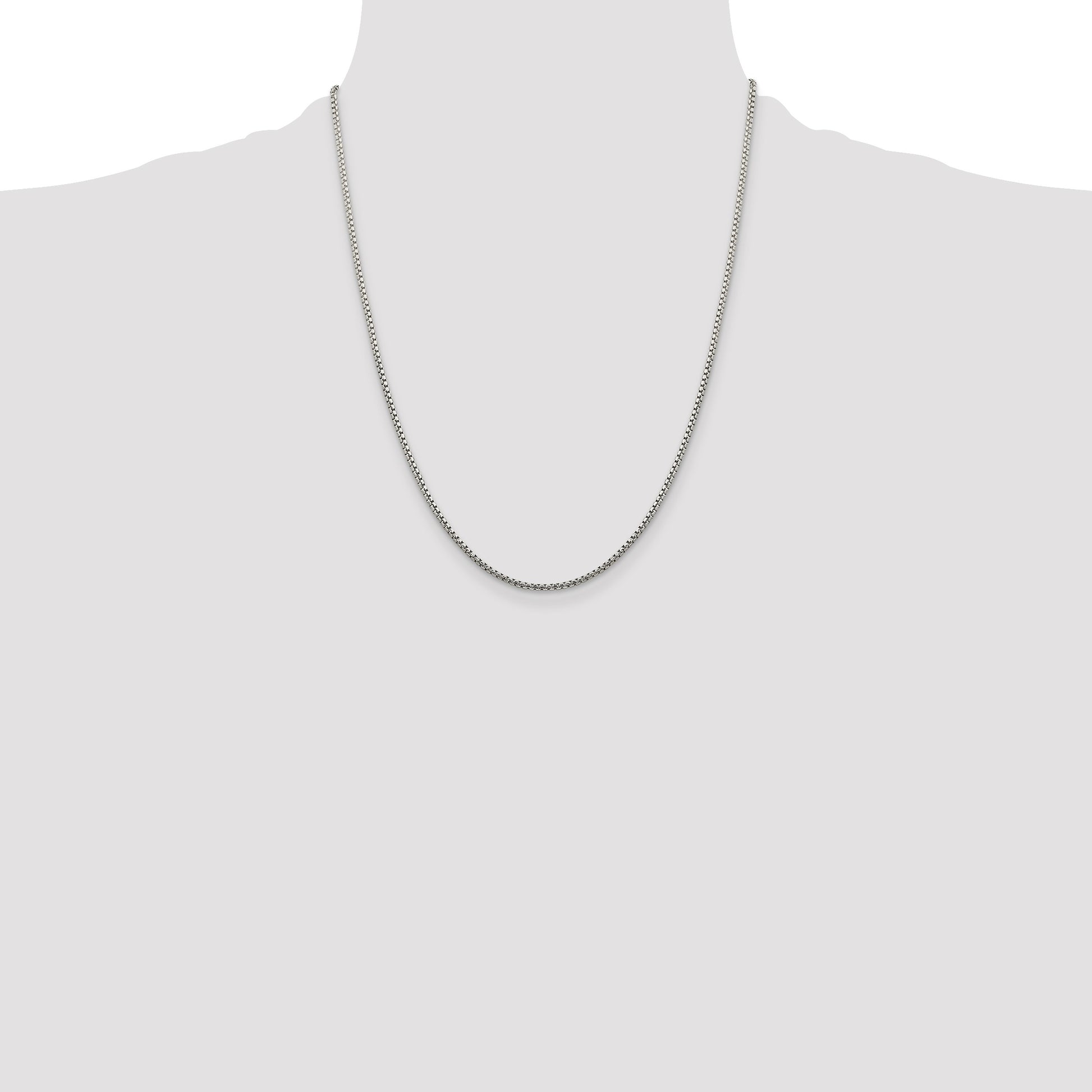 Sterling Silver 1.75mm Diamond-cut Round Box Chain