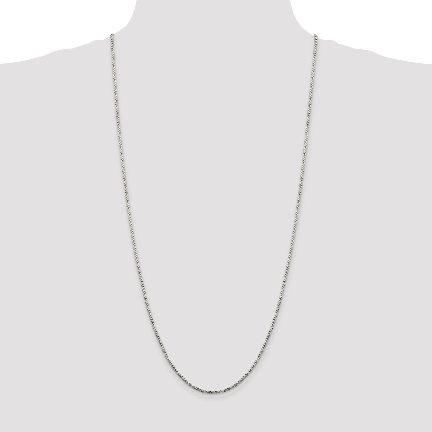 Sterling Silver 1.75mm Diamond-cut Round Box Chain