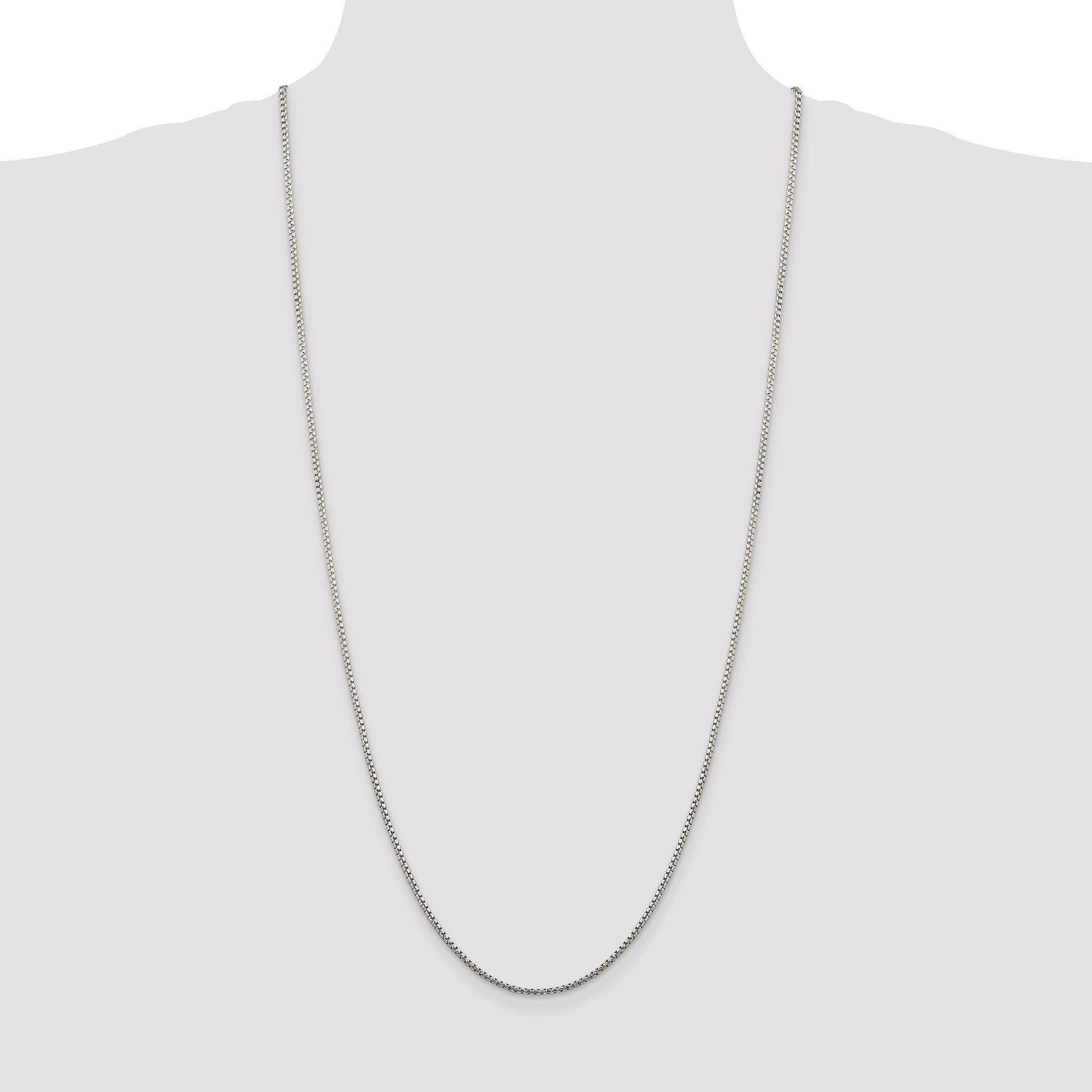 Sterling Silver 1.75mm Diamond-cut Round Box Chain