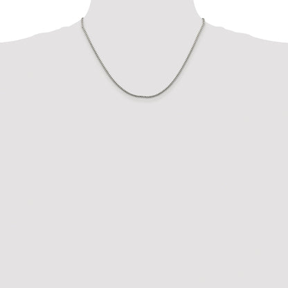 Sterling Silver Rhodium-plated 1.75mm Diamond-cut Round Box Chain