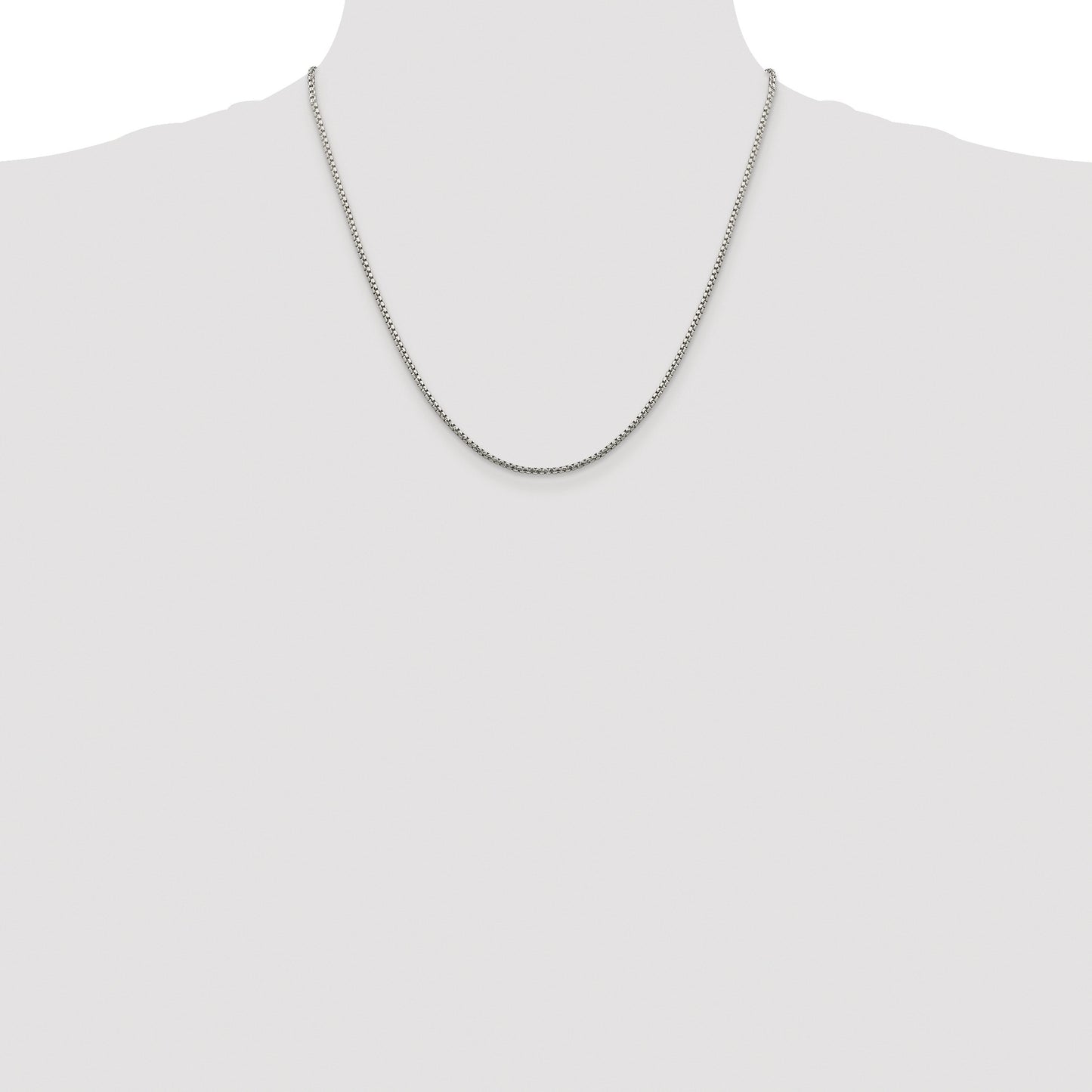 Sterling Silver Rhodium-plated 1.75mm Diamond-cut Round Box Chain