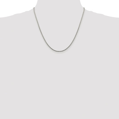 Sterling Silver Rhodium-plated 1.75mm Diamond-cut Round Box Chain