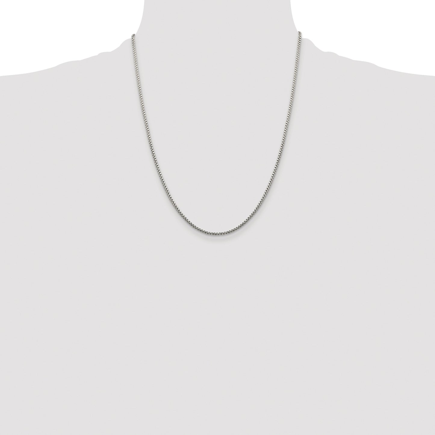 Sterling Silver Rhodium-plated 1.75mm Diamond-cut Round Box Chain