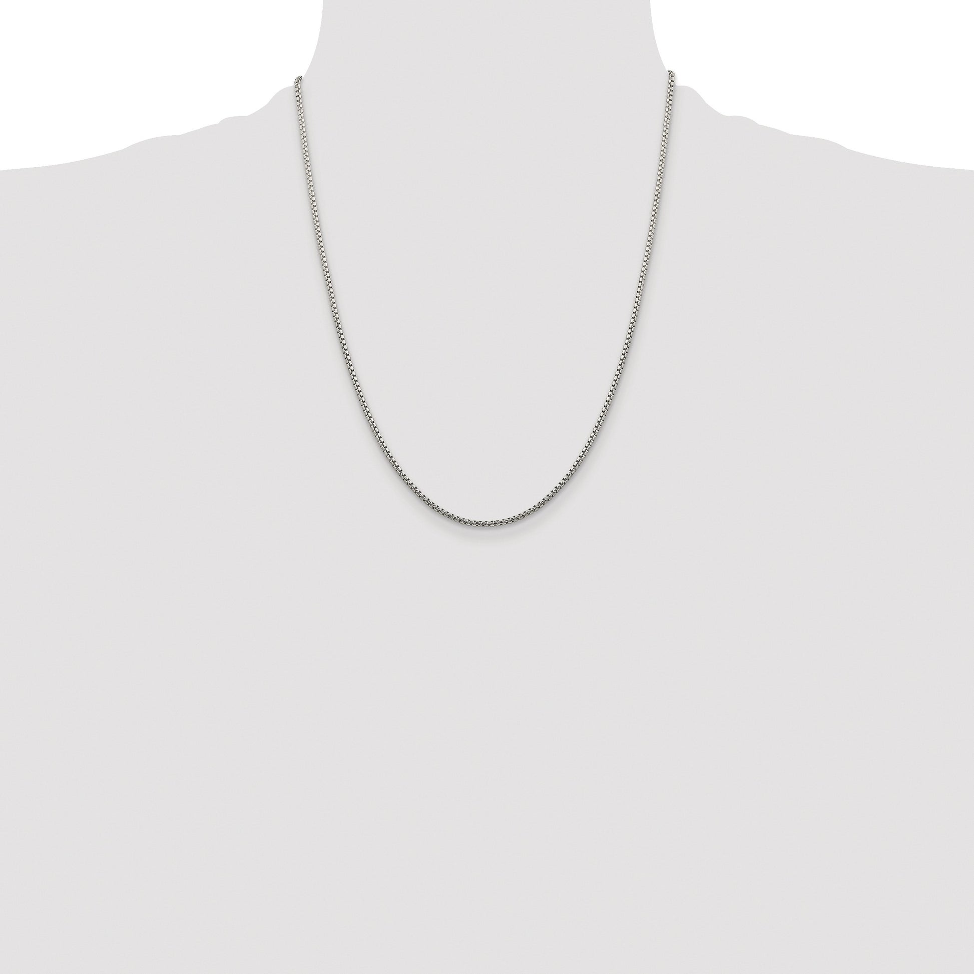 Sterling Silver Rhodium-plated 1.75mm Diamond-cut Round Box Chain