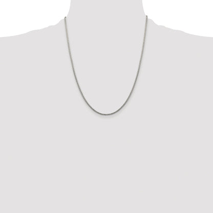 Sterling Silver Rhodium-plated 1.75mm Diamond-cut Round Box Chain