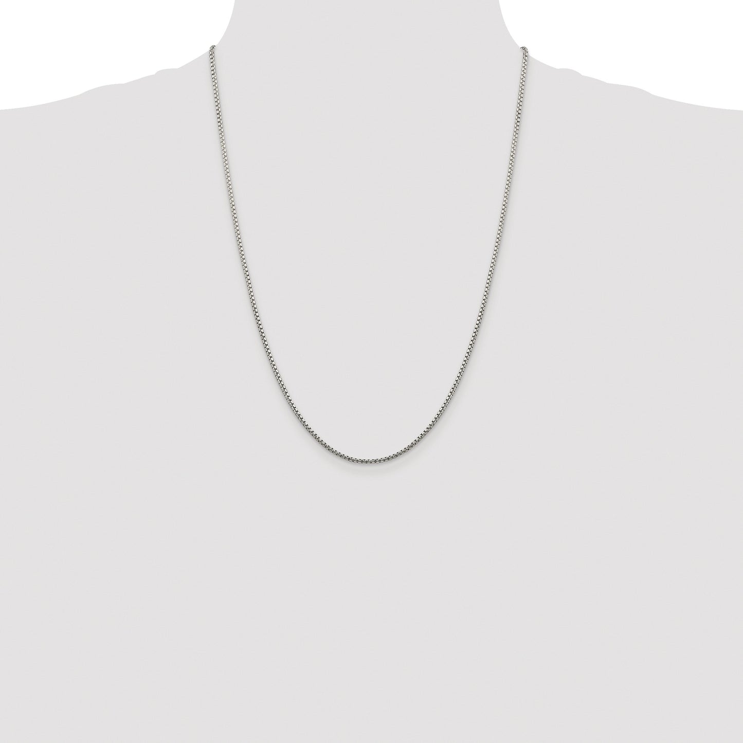 Sterling Silver Rhodium-plated 1.75mm Diamond-cut Round Box Chain