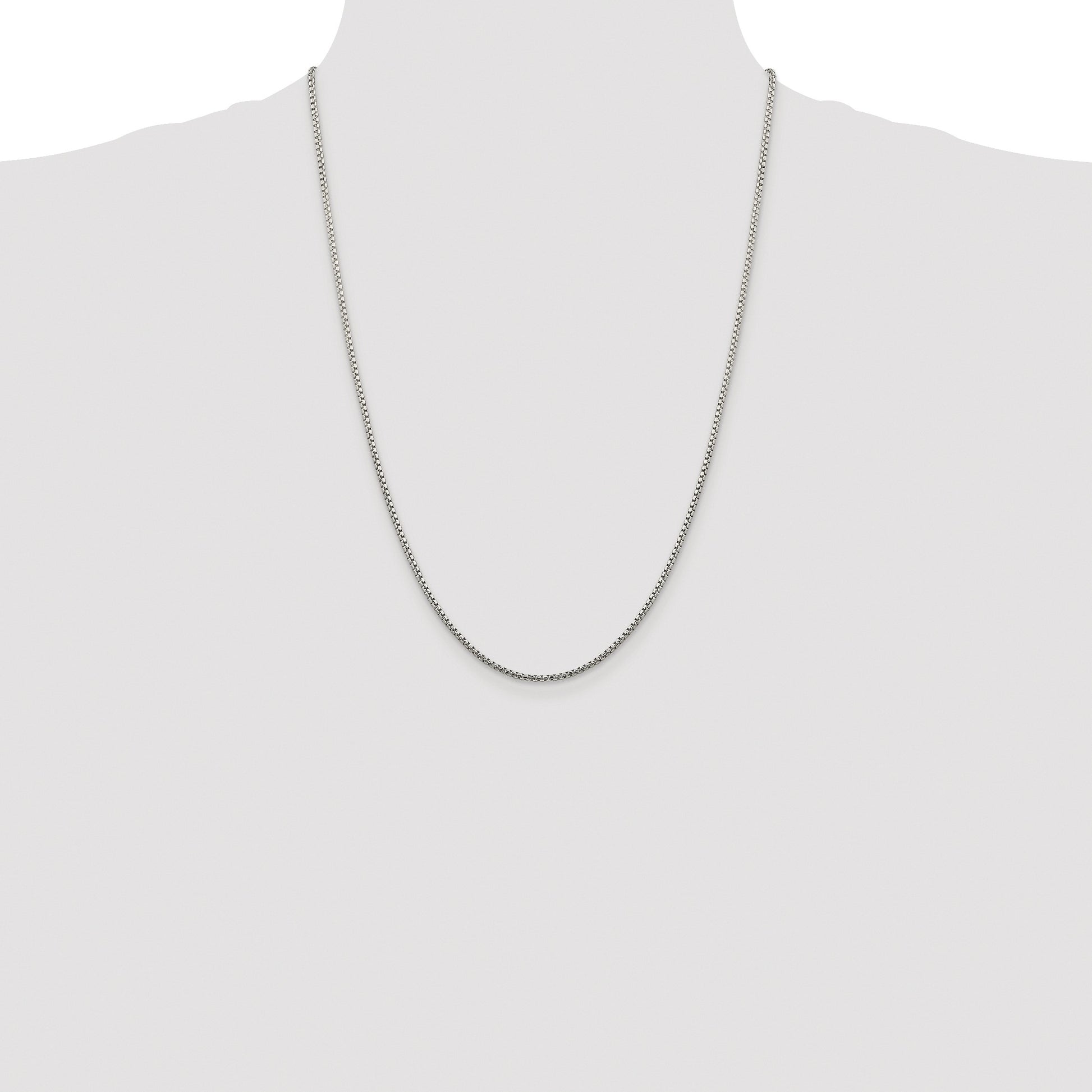Sterling Silver Rhodium-plated 1.75mm Diamond-cut Round Box Chain