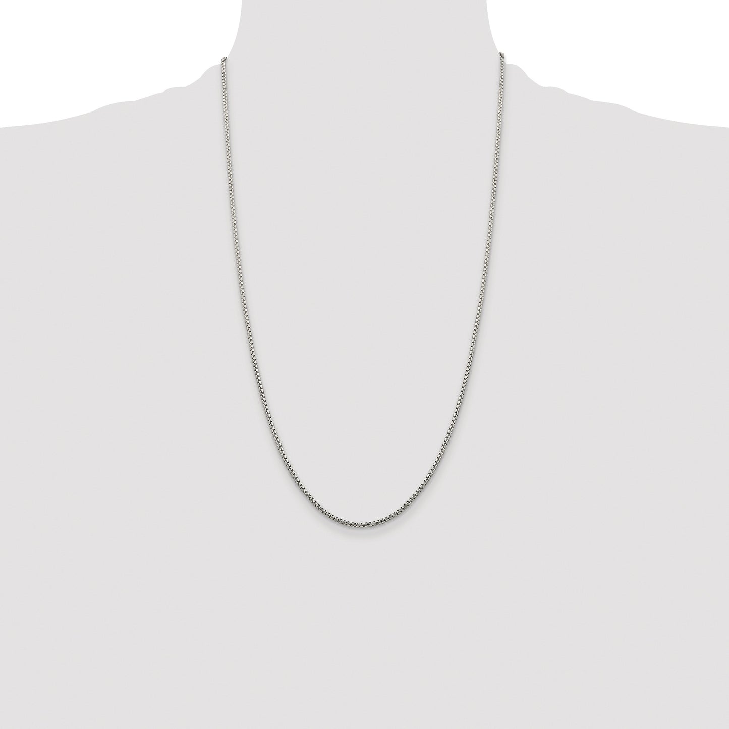 Sterling Silver Rhodium-plated 1.75mm Diamond-cut Round Box Chain