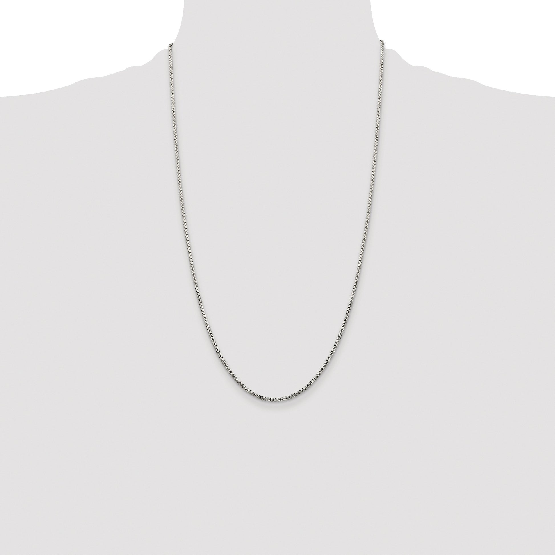 Sterling Silver Rhodium-plated 1.75mm Diamond-cut Round Box Chain