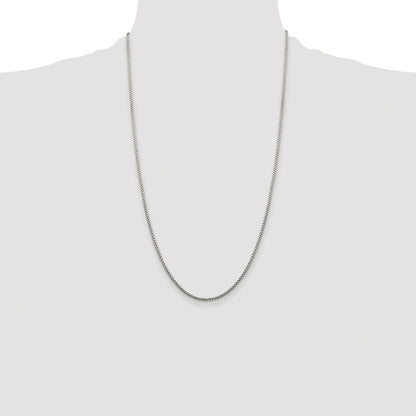 Sterling Silver Rhodium-plated 1.75mm Diamond-cut Round Box Chain