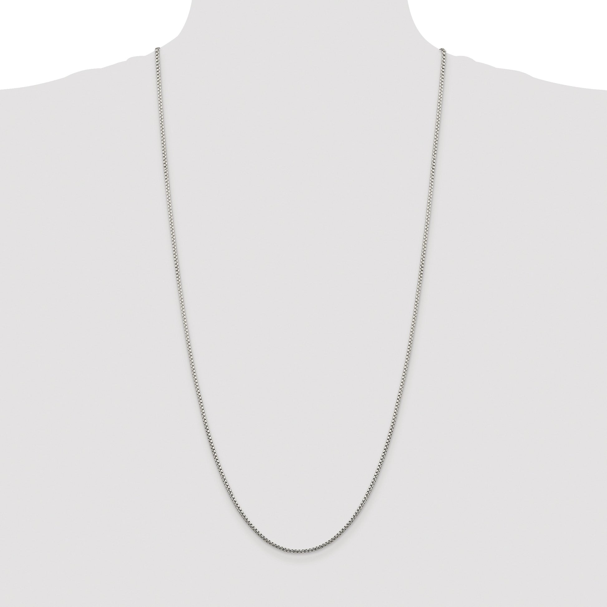 Sterling Silver Rhodium-plated 1.75mm Diamond-cut Round Box Chain