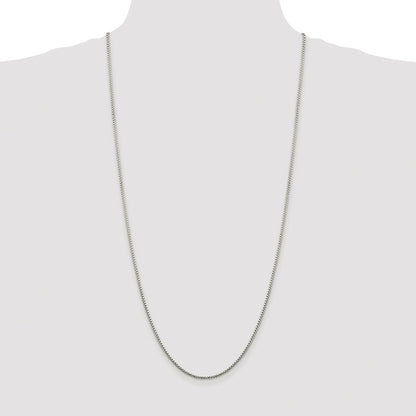 Sterling Silver Rhodium-plated 1.75mm Diamond-cut Round Box Chain