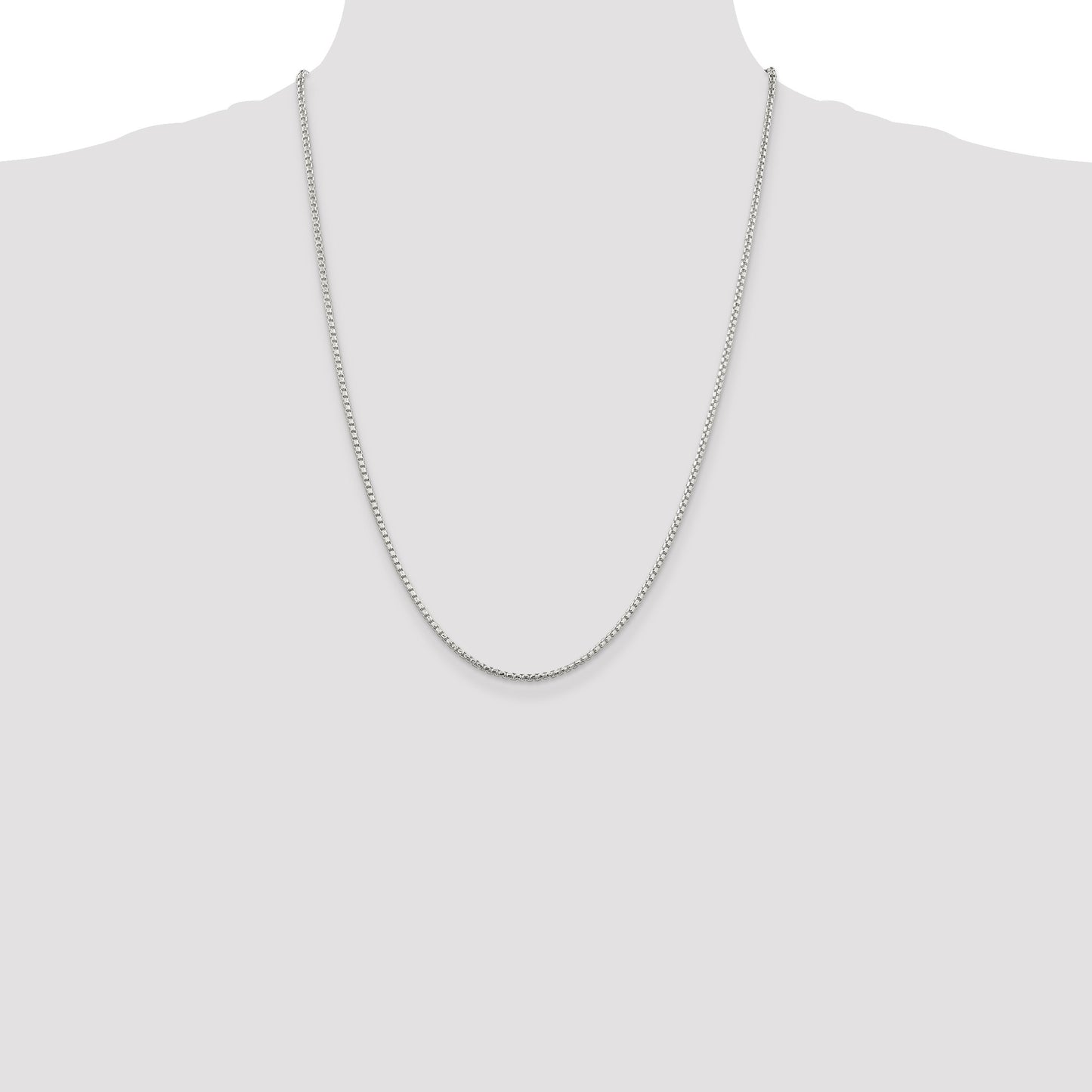 Sterling Silver 2mm Diamond-cut Round Box Chain
