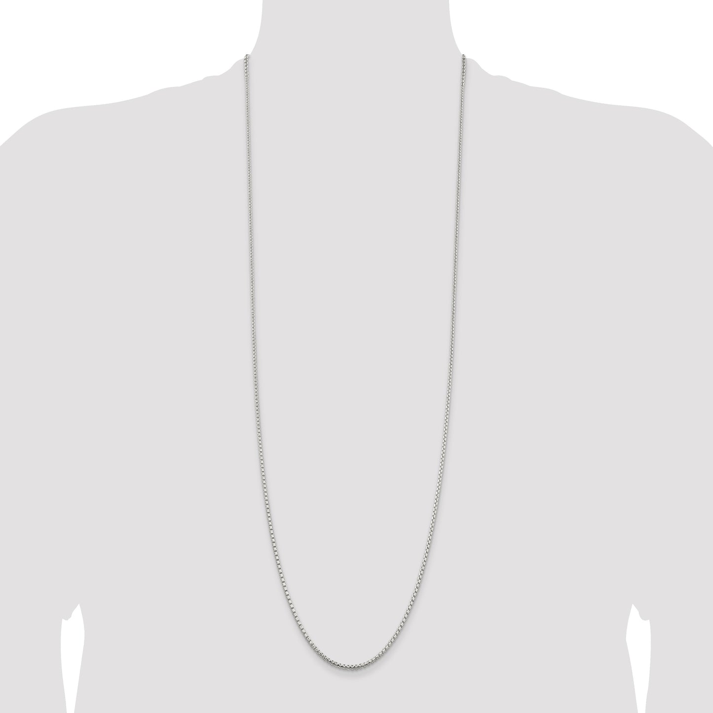 Sterling Silver 2mm Diamond-cut Round Box Chain