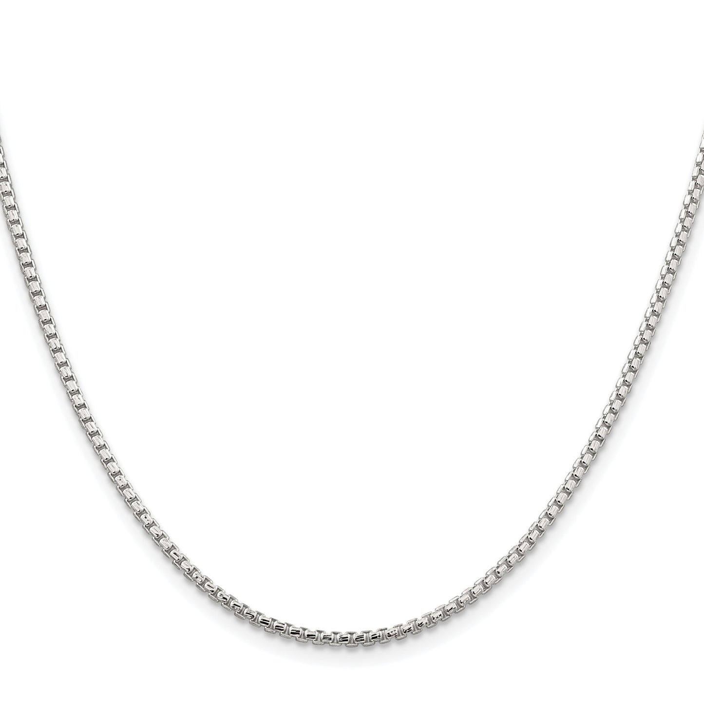 Sterling Silver Rhodium-plated 2mm Diamond-cut Round Box Chain