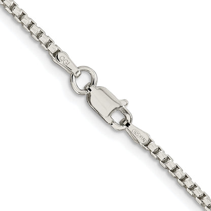 Sterling Silver Rhodium-plated 2mm Diamond-cut Round Box Chain