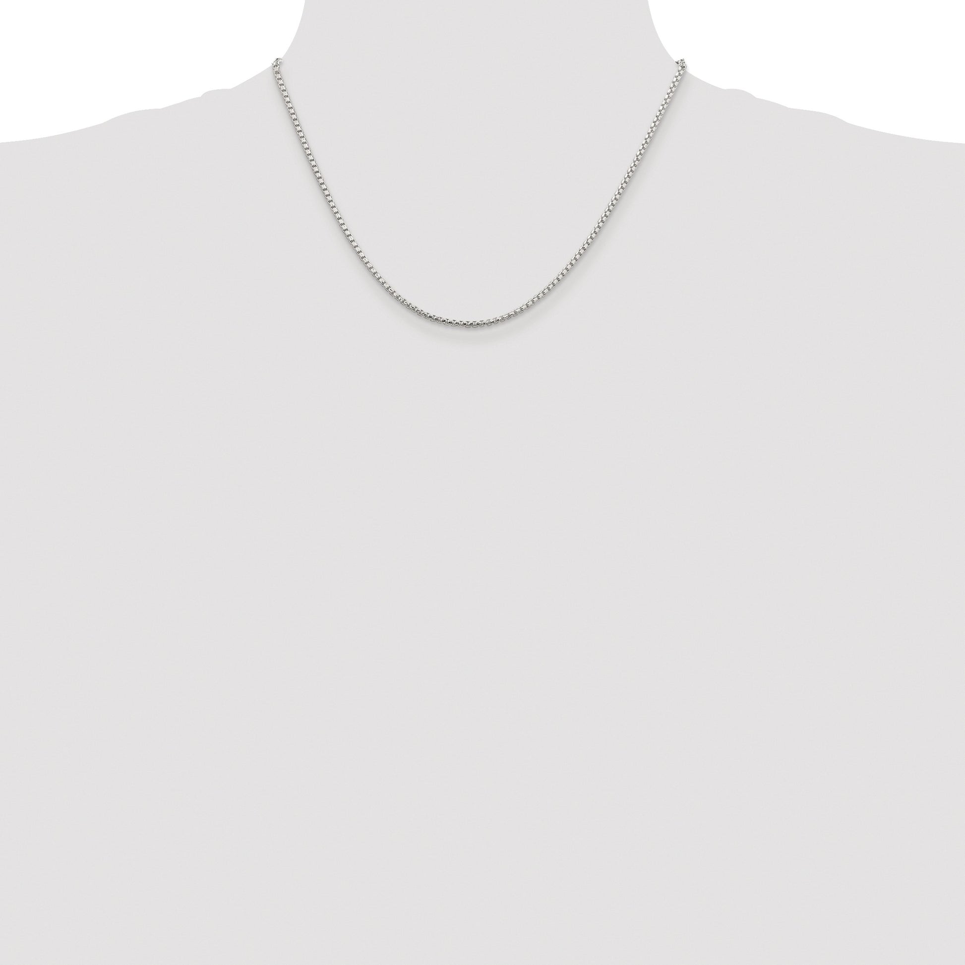 Sterling Silver Rhodium-plated 2mm Diamond-cut Round Box Chain
