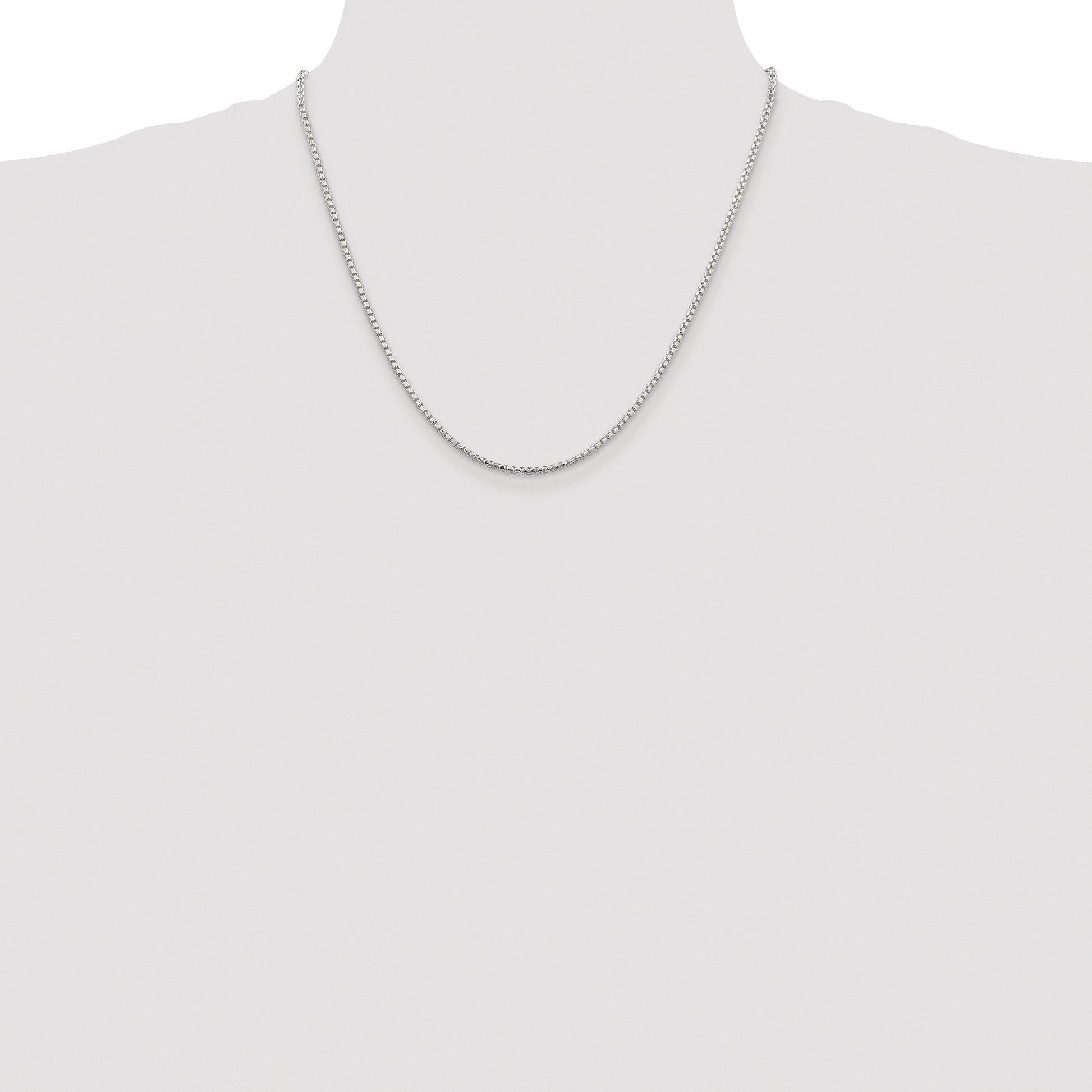 Sterling Silver Rhodium-plated 2mm Diamond-cut Round Box Chain