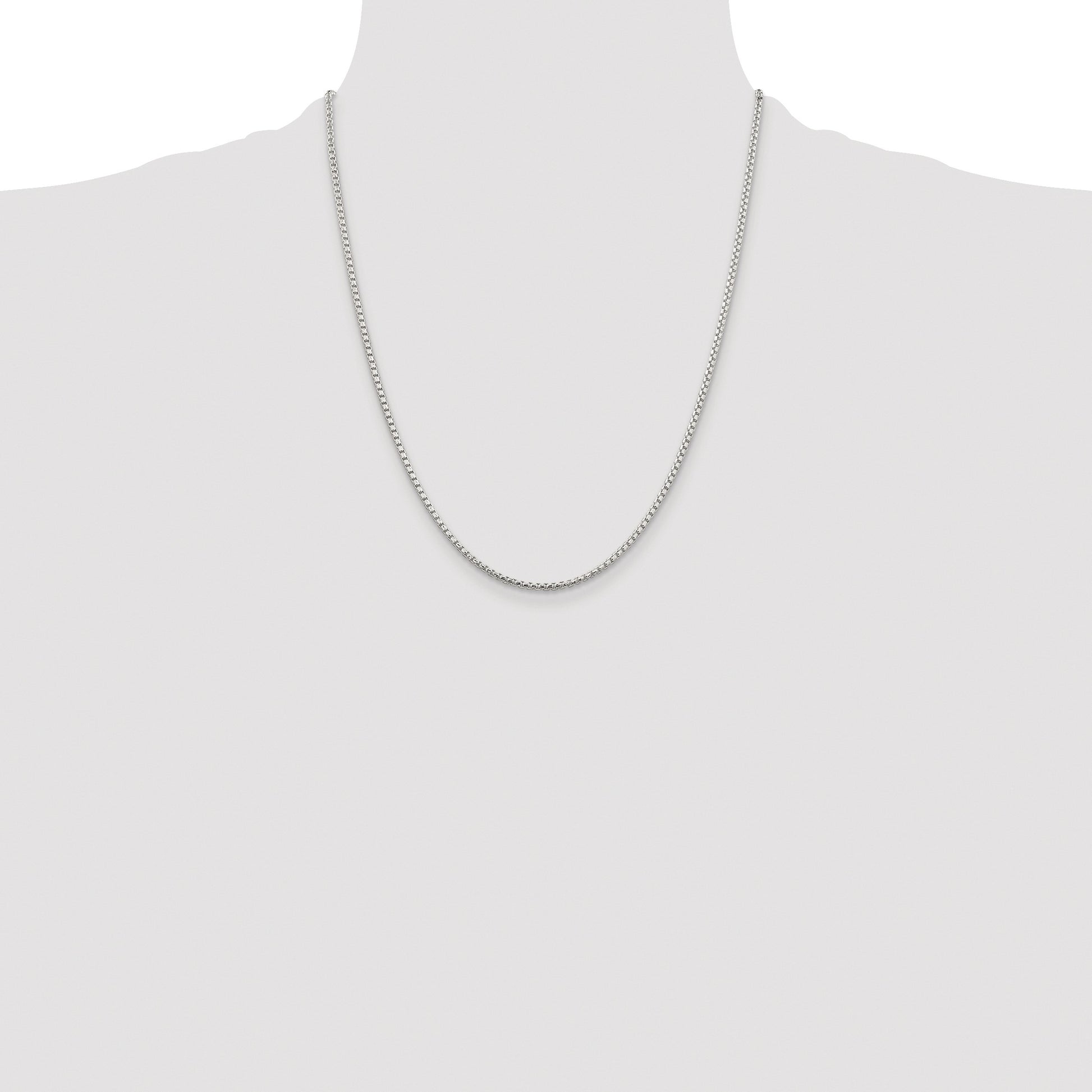 Sterling Silver Rhodium-plated 2mm Diamond-cut Round Box Chain