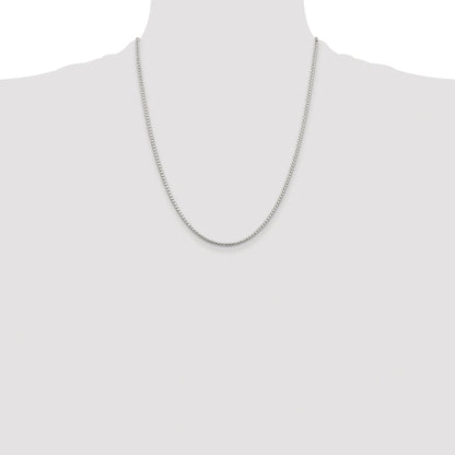 Sterling Silver Rhodium-plated 2mm Diamond-cut Round Box Chain