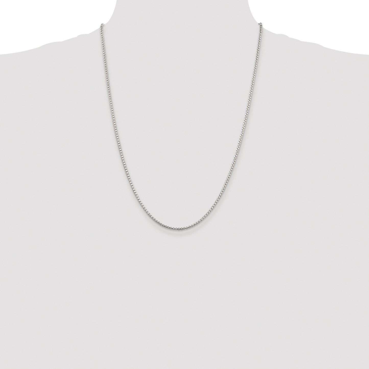 Sterling Silver Rhodium-plated 2mm Diamond-cut Round Box Chain