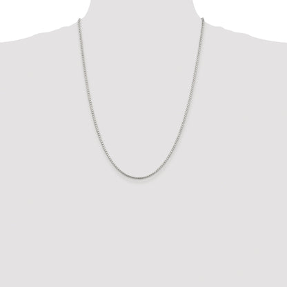 Sterling Silver Rhodium-plated 2mm Diamond-cut Round Box Chain