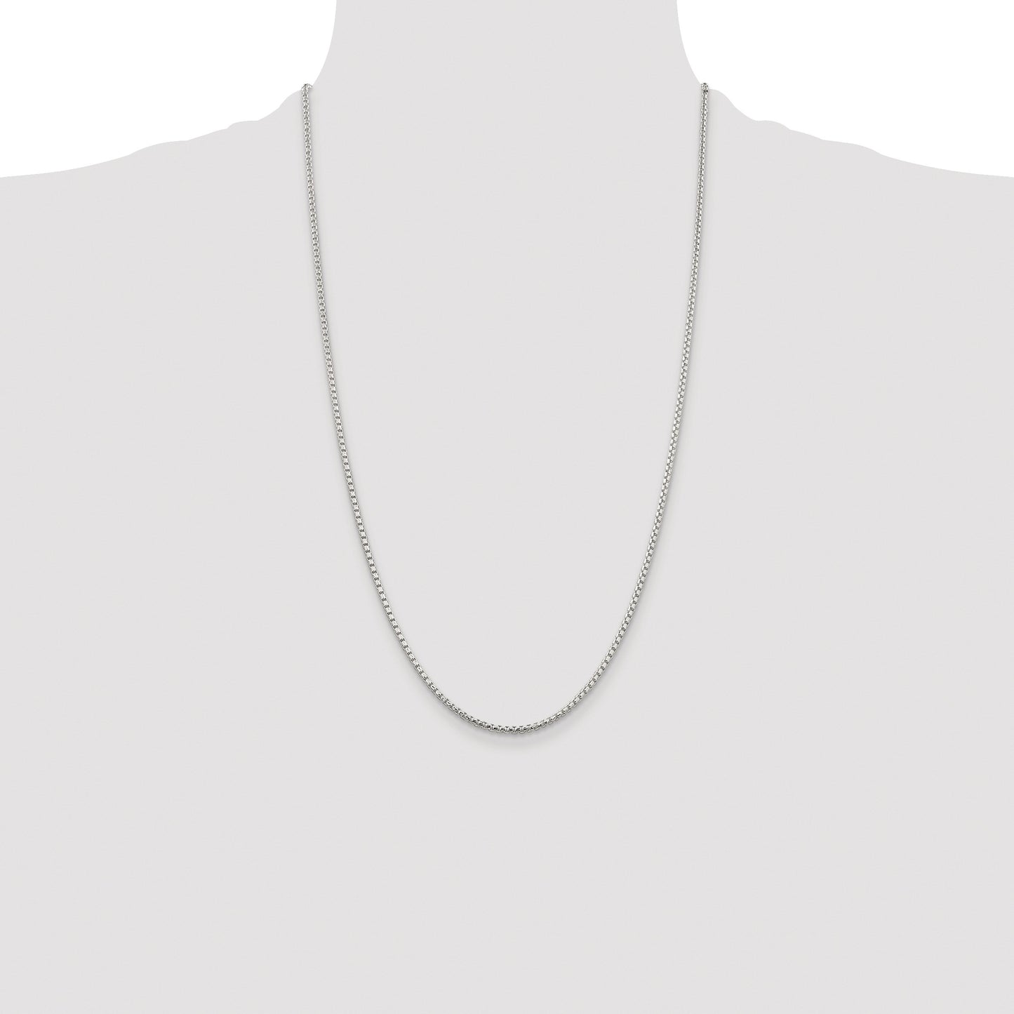 Sterling Silver Rhodium-plated 2mm Diamond-cut Round Box Chain