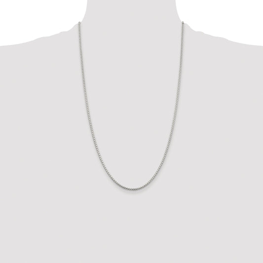 Sterling Silver Rhodium-plated 2mm Diamond-cut Round Box Chain