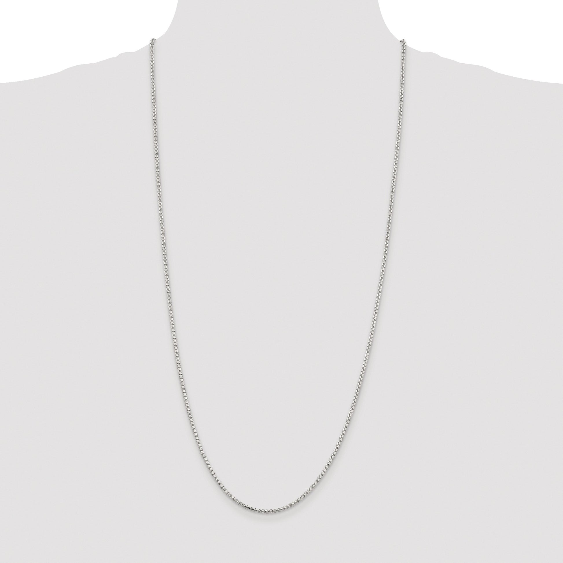 Sterling Silver Rhodium-plated 2mm Diamond-cut Round Box Chain
