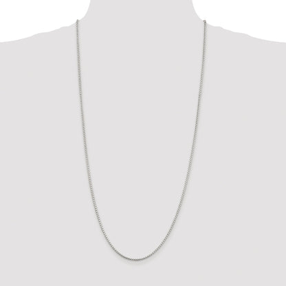 Sterling Silver Rhodium-plated 2mm Diamond-cut Round Box Chain