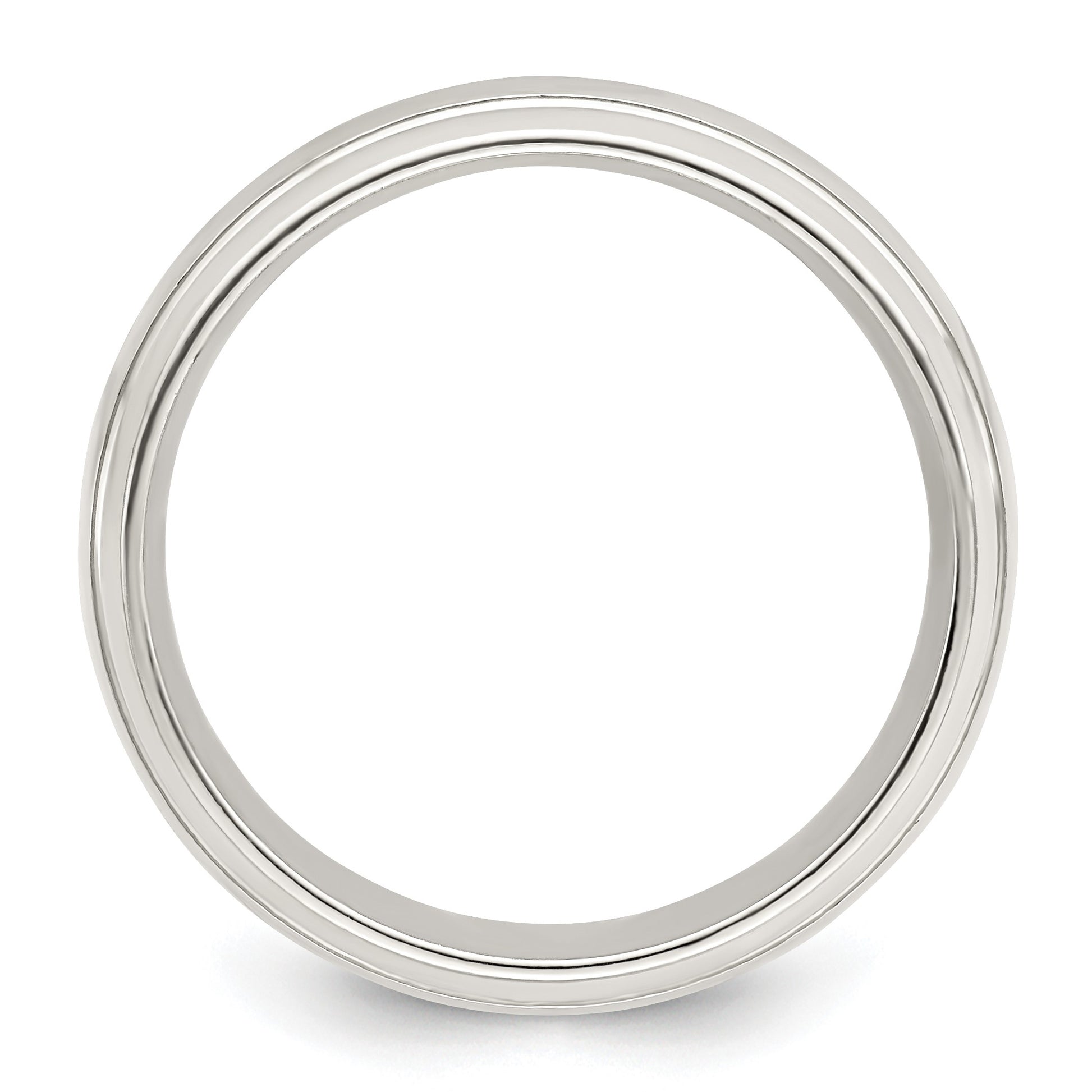 Sterling Silver 6mm Polished Domed with Grooved Beveled Edge Fancy Band Size 10.5