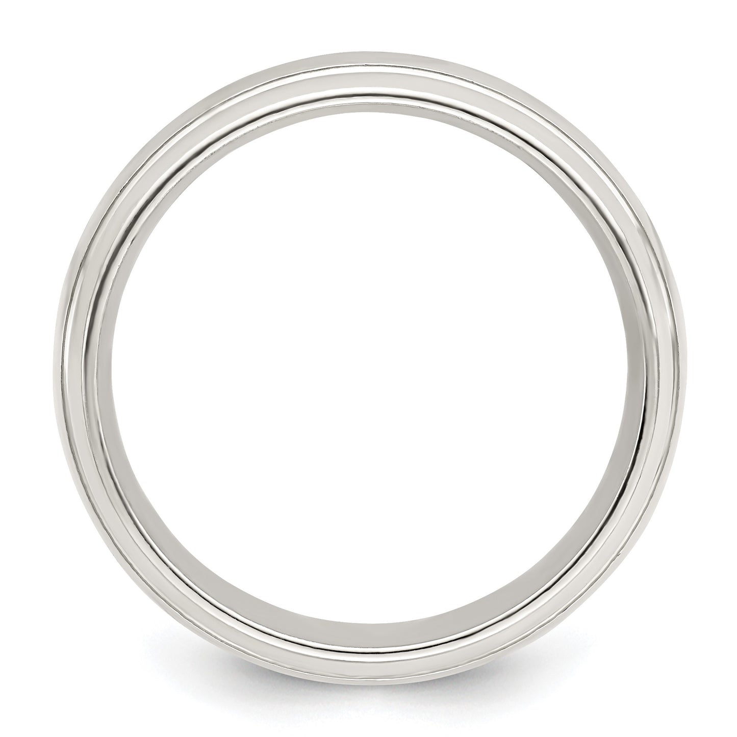 Sterling Silver 6mm Polished Domed with Grooved Beveled Edge Fancy Band Size 11.5