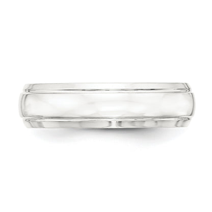 Sterling Silver 6mm Polished Domed with Grooved Beveled Edge Fancy Band Size 10.5