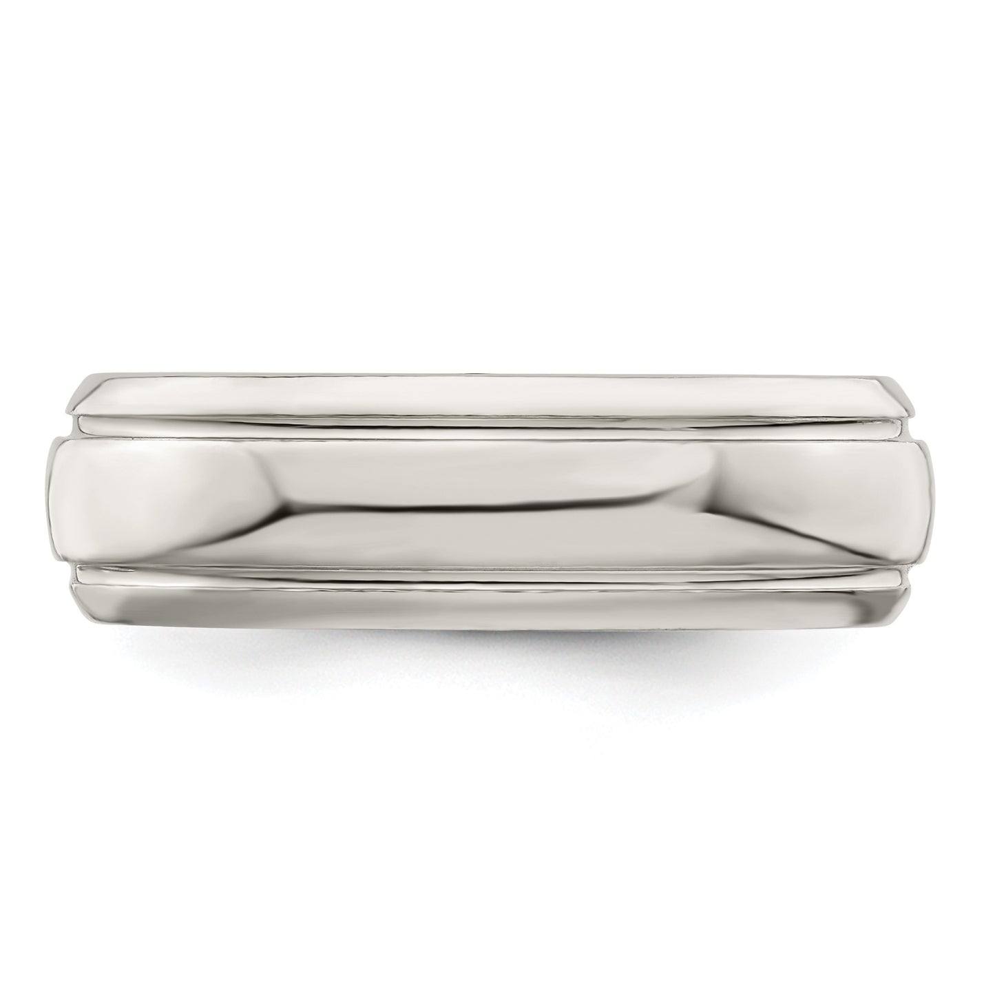 Sterling Silver 6mm Polished Domed with Grooved Beveled Edge Fancy Band Size 11.5