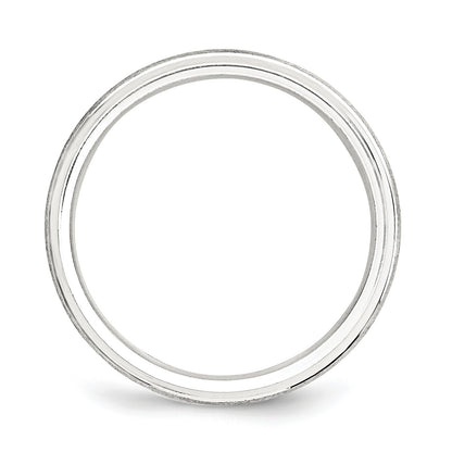 Sterling Silver 6mm Brushed Domed with Grooved Beveled Edge Fancy Band Size 7.5