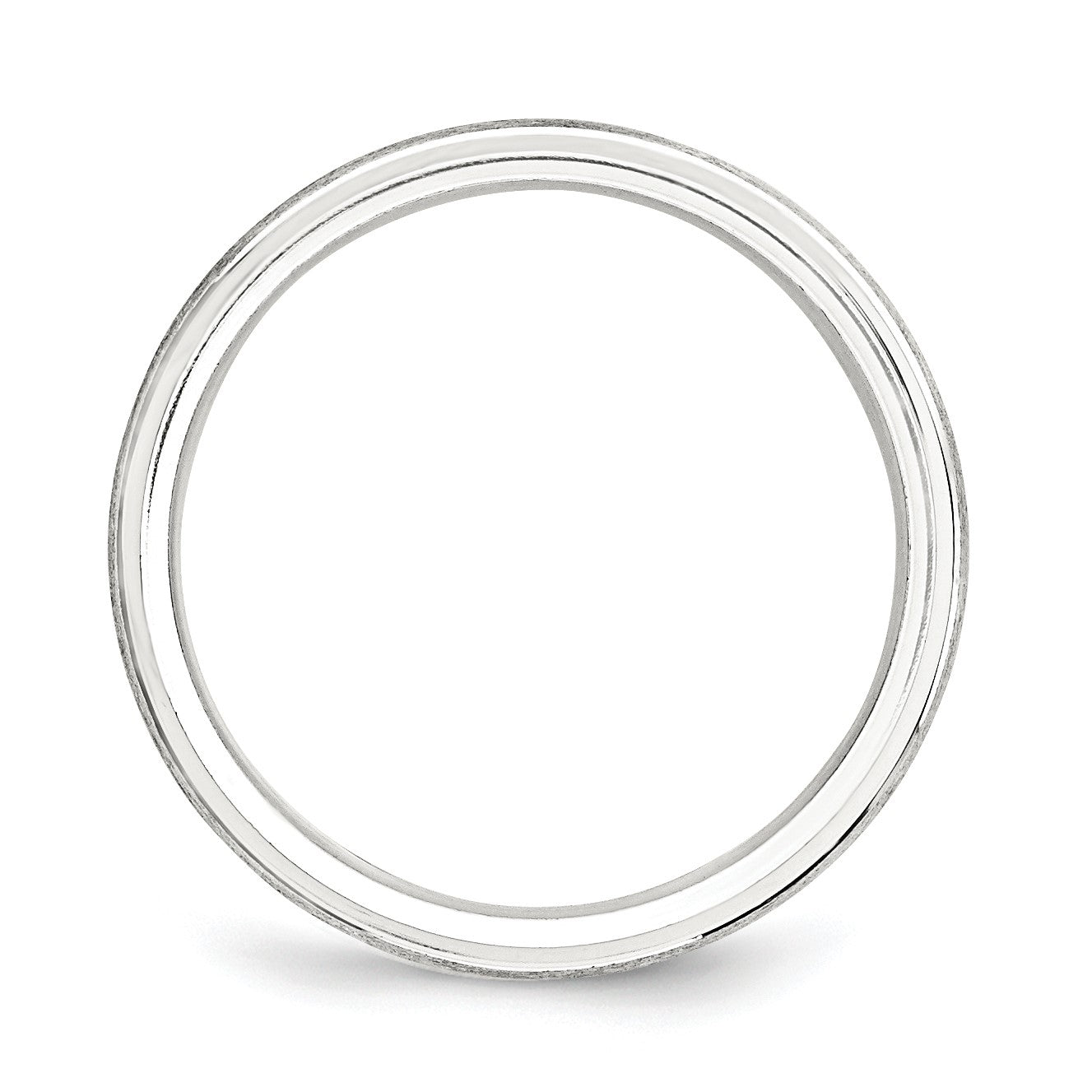 Sterling Silver 6mm Brushed Domed with Grooved Beveled Edge Fancy Band Size 12
