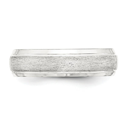 Sterling Silver 6mm Brushed Domed with Grooved Beveled Edge Fancy Band Size 12