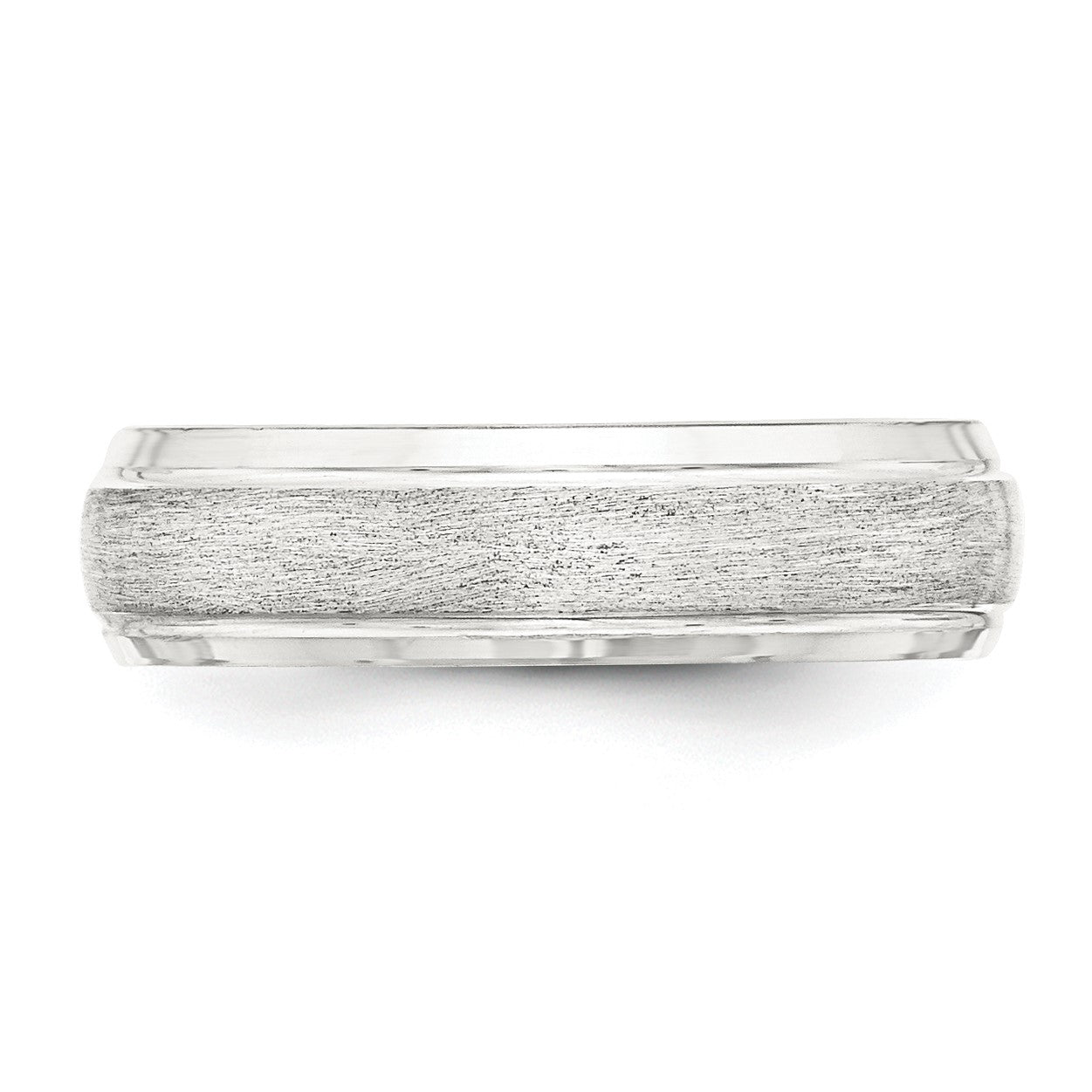 Sterling Silver 6mm Brushed Domed with Grooved Beveled Edge Fancy Band Size 7.5