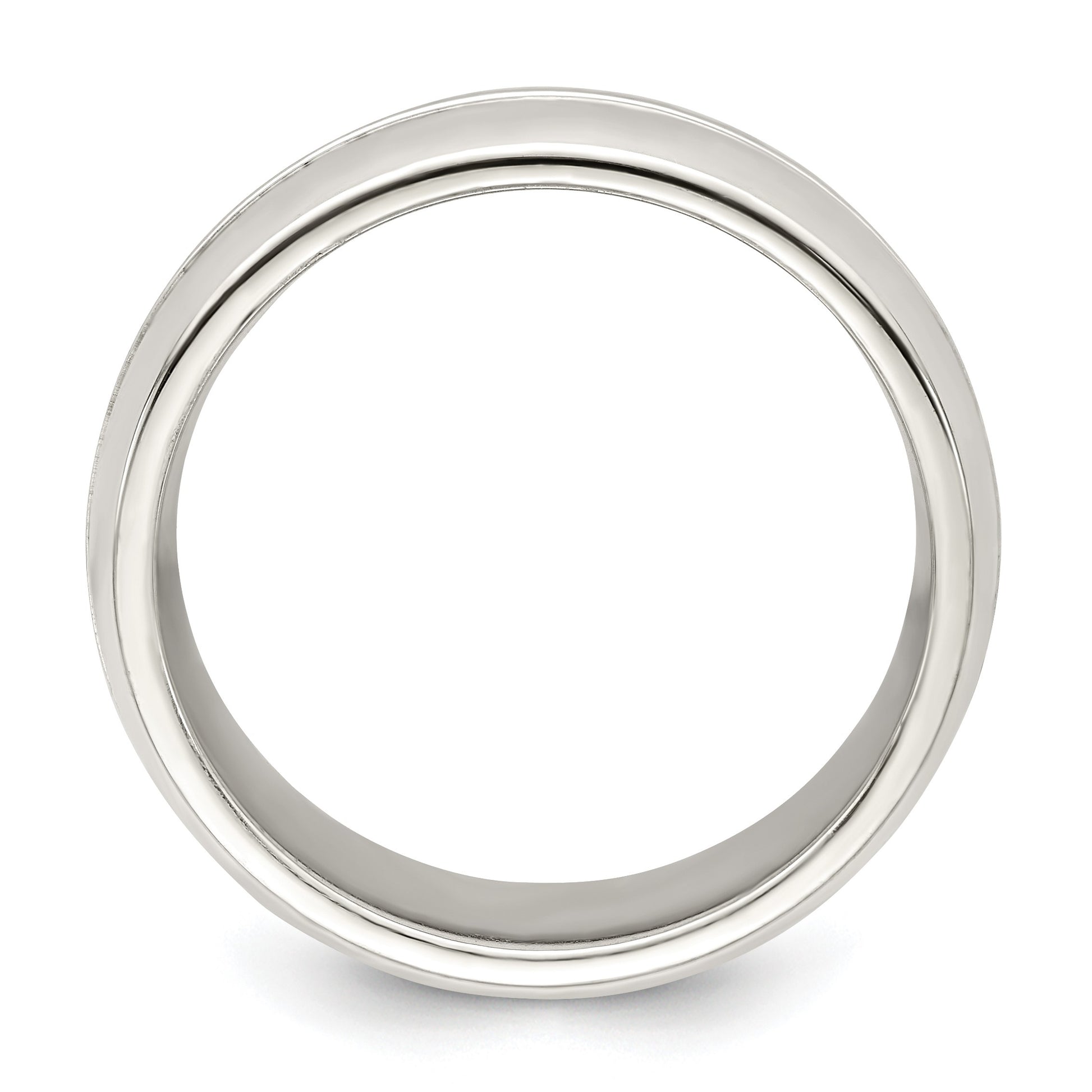 Sterling Silver 7mm Polished Domed Grooved Fancy Band Size 10