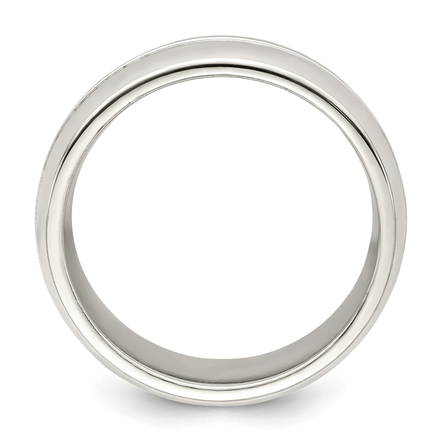 Sterling Silver 7mm Polished Domed Grooved Fancy Band Size 11