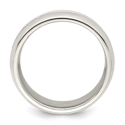 Sterling Silver 7mm Polished Domed Grooved Fancy Band Size 10.5