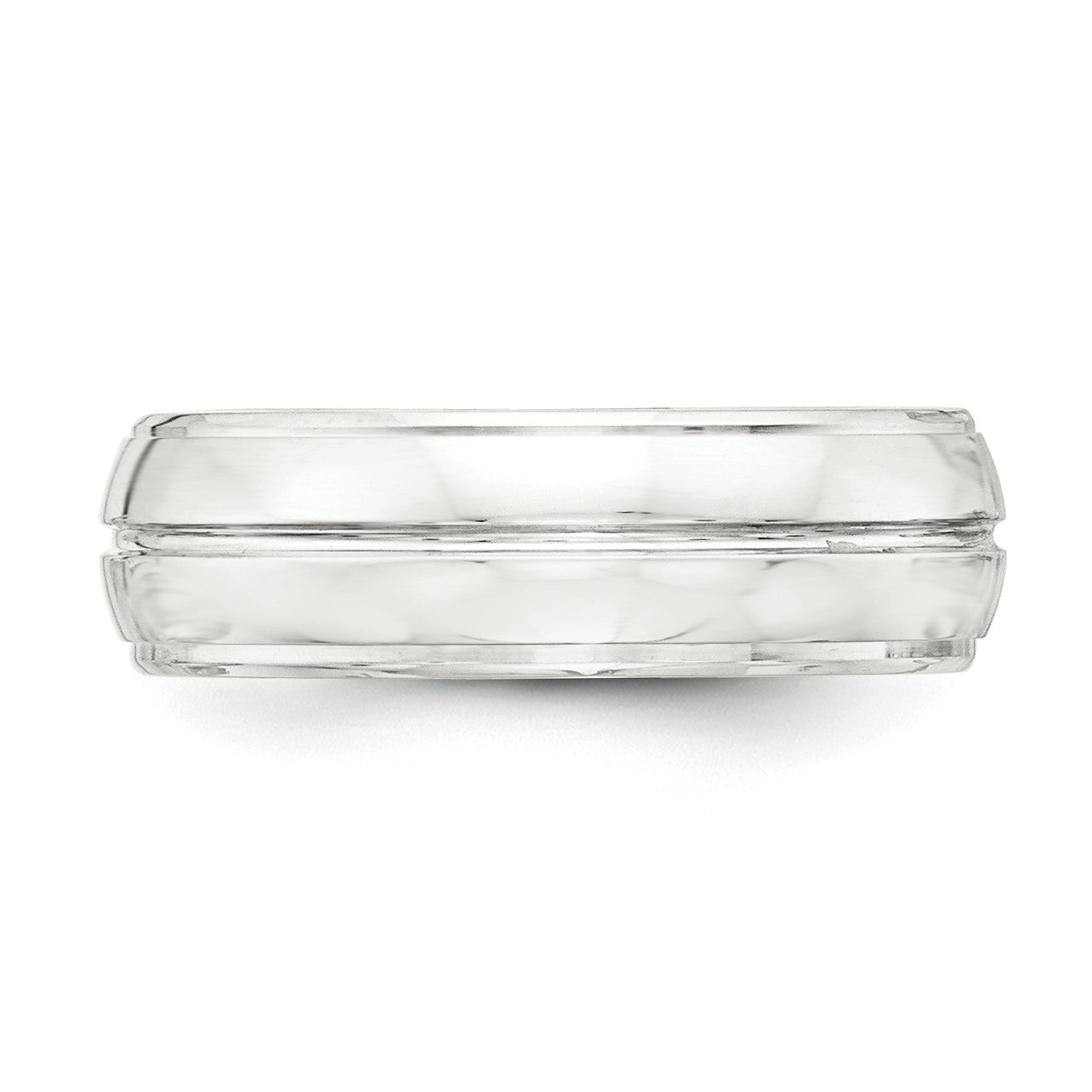 Sterling Silver 7mm Polished Domed Grooved Fancy Band Size 10
