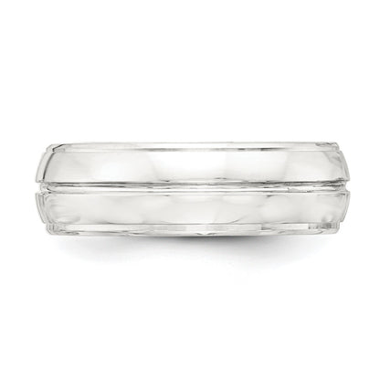 Sterling Silver 7mm Polished Domed Grooved Fancy Band Size 10.5