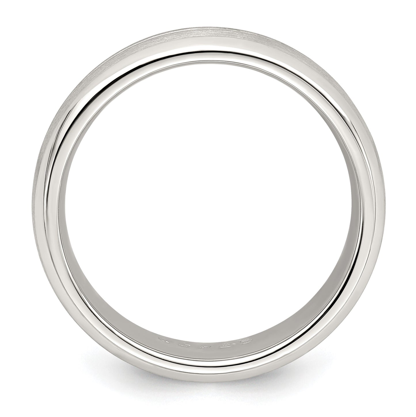Sterling Silver 7mm Brushed Domed Grooved Fancy Band Size 12
