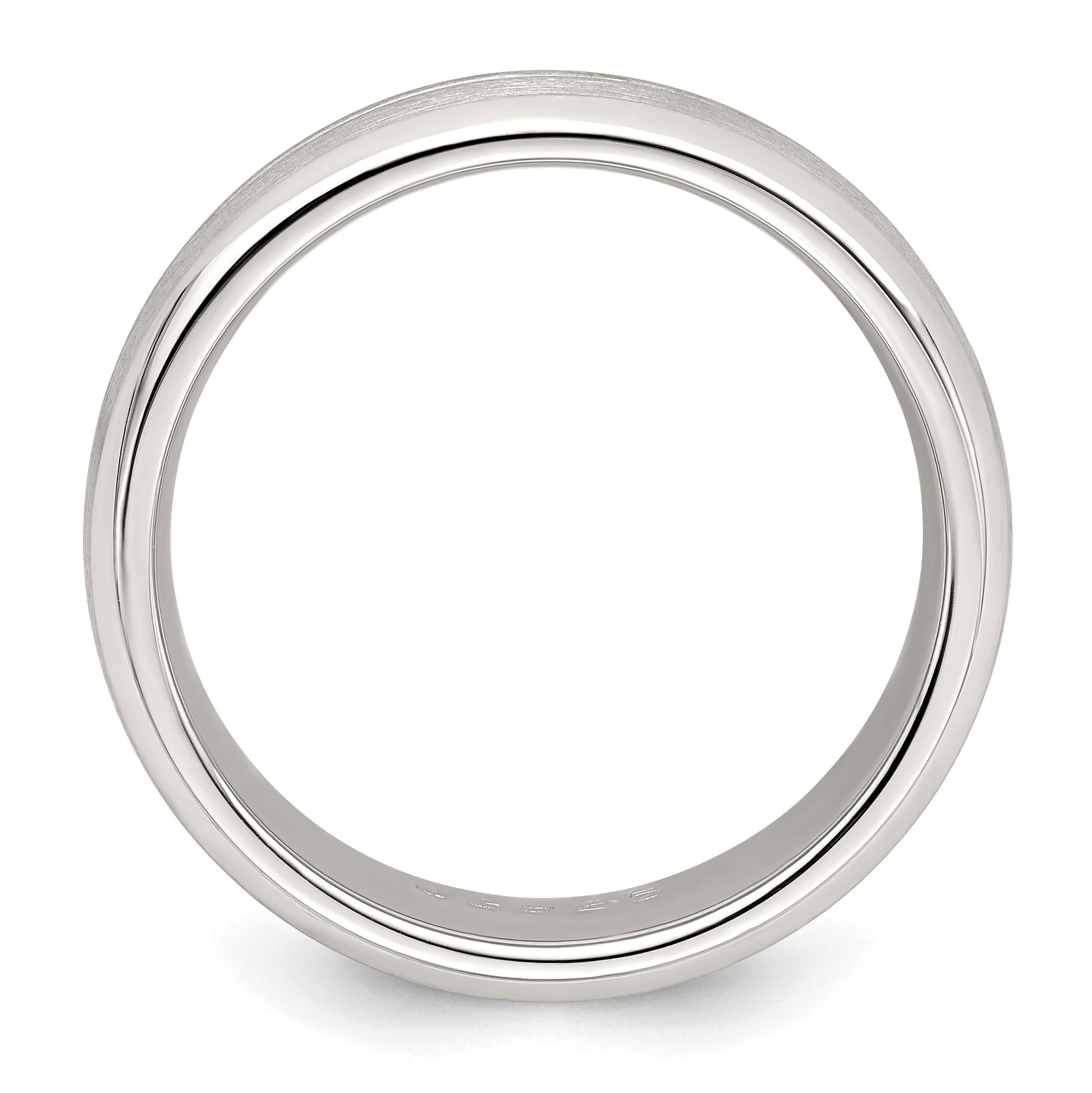 Sterling Silver 7mm Brushed Domed Grooved Fancy Band Size 12