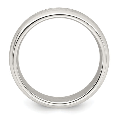 Sterling Silver 7mm Brushed Domed Grooved Fancy Band Size 12