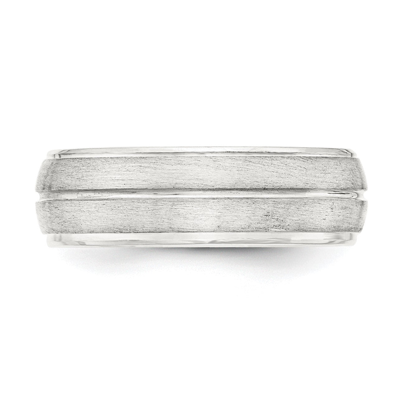 Sterling Silver 7mm Brushed Domed Grooved Fancy Band Size 12
